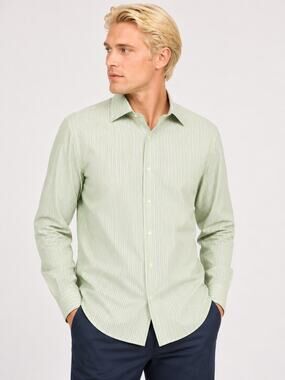 DAN252 Esquire Green Striped Button Up Slim Fit Size 36/37 Tall